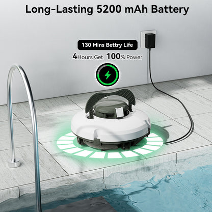 Redkey S100 Cordless Pool Cleaner - 130 Min Runtime, Self-Parking