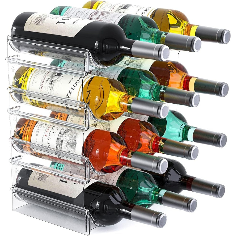 Plastic Bottle Organizer - Stackable 12-Bottle Wine Rack