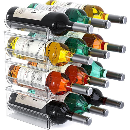 Plastic Bottle Organizer - Stackable 12-Bottle Wine Rack