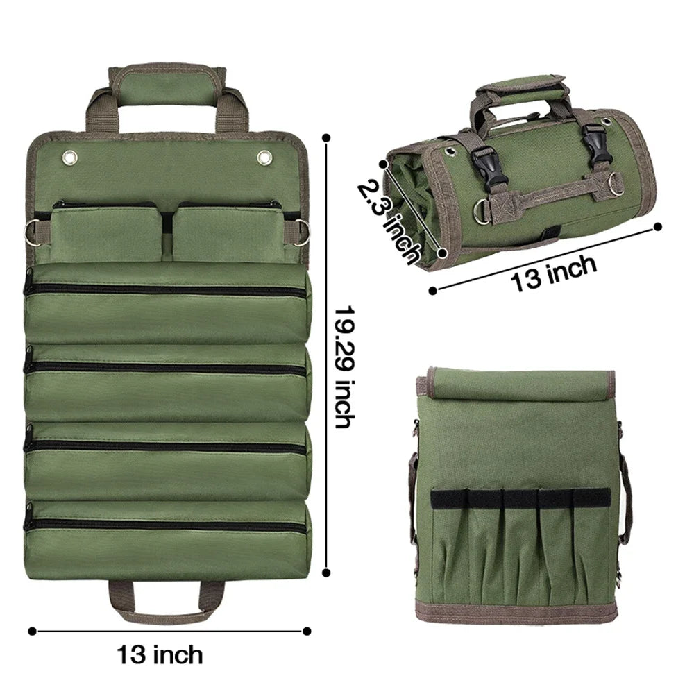 Portable Heavy-Duty Tool Bag with Detachable Pouch