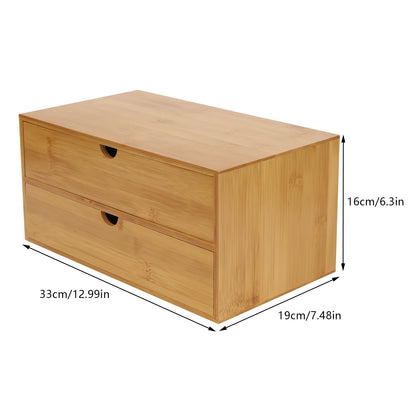 Bamboo Desk Organizer with Drawers - No Assembly Needed