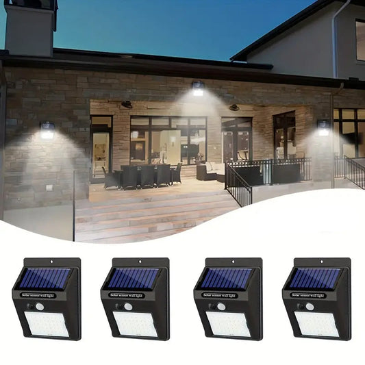 IP45 Waterproof Solar Lights - Motion Sensor, 3 Modes, Set of 4