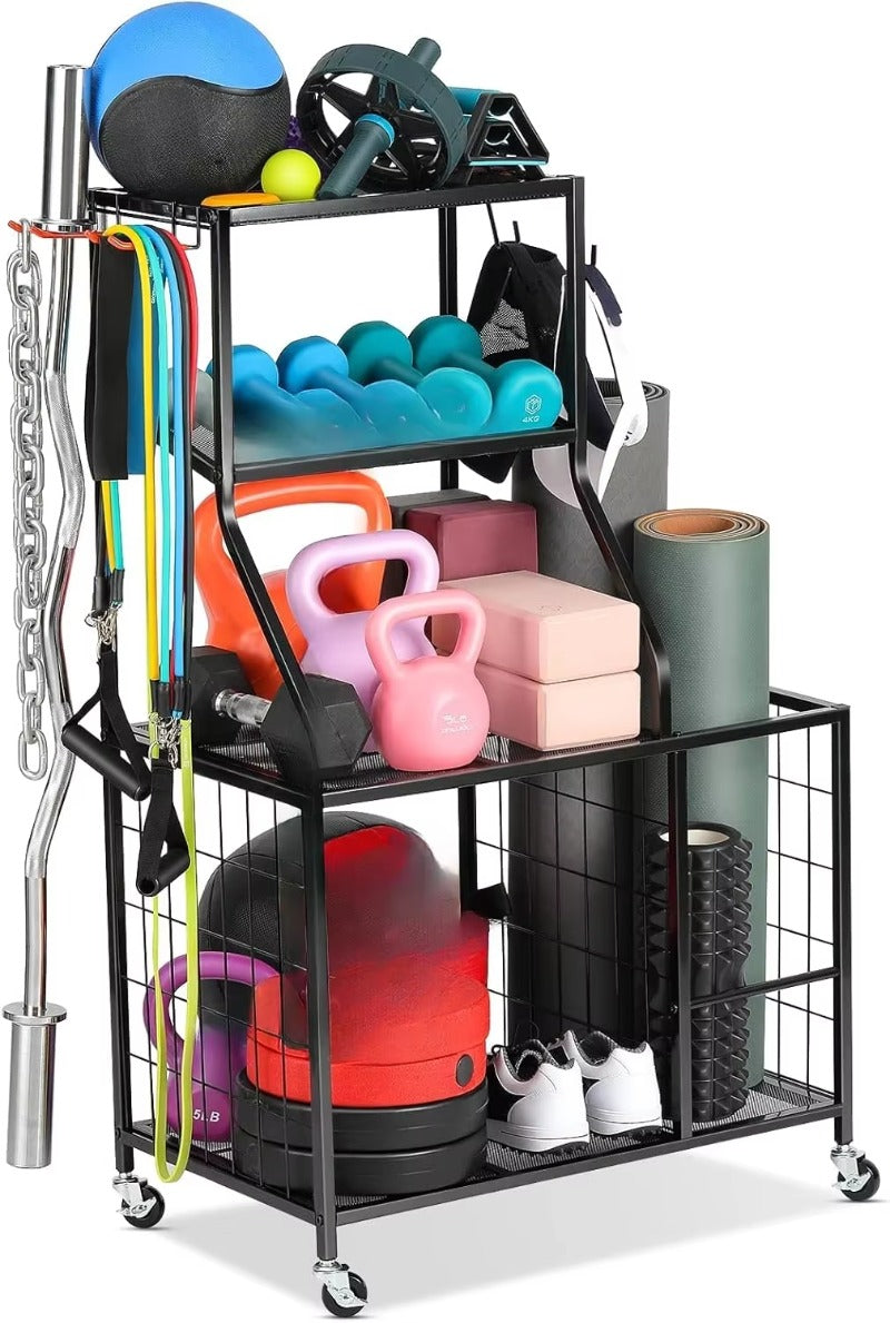 Yoga Mat & Dumbbell Storage Rack - All-in-One Gym Organizer