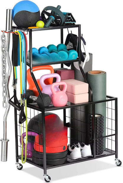 Yoga Mat & Dumbbell Storage Rack - All-in-One Gym Organizer