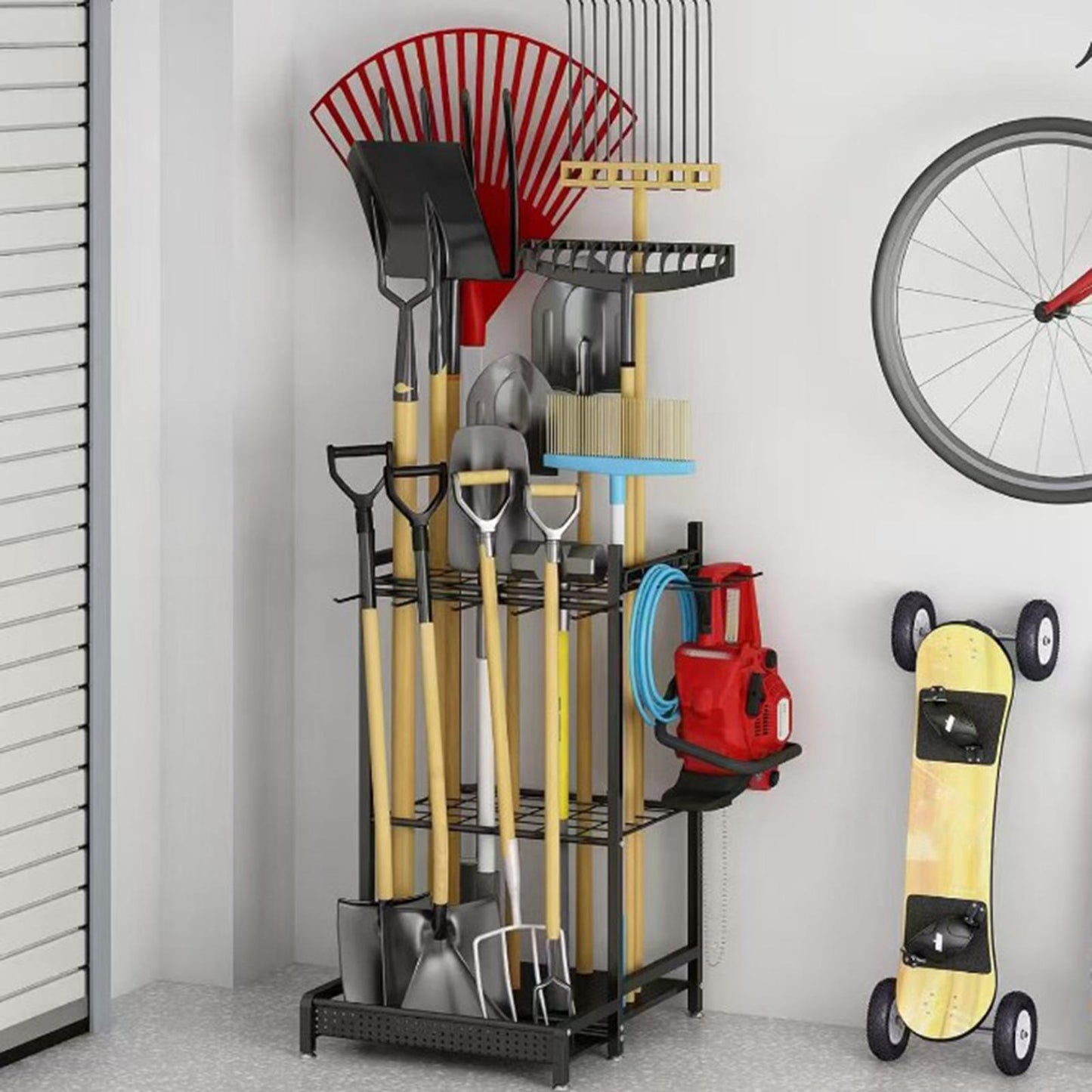 Garden Tool Organizer Rack - Space-Saving Carbon Steel Holder