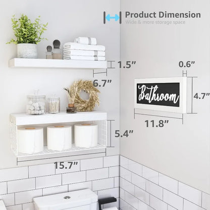 Bathroom Shelves Over Toilet - Farmhouse Décor Set