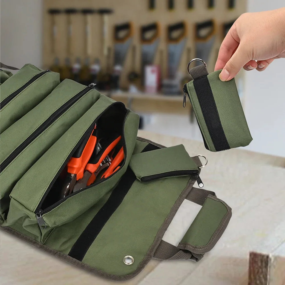 Portable Heavy-Duty Tool Bag with Detachable Pouch