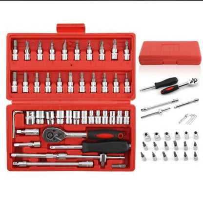 46PCS Metric Ratchet Wrench Kit - Professional Metalworking Tool