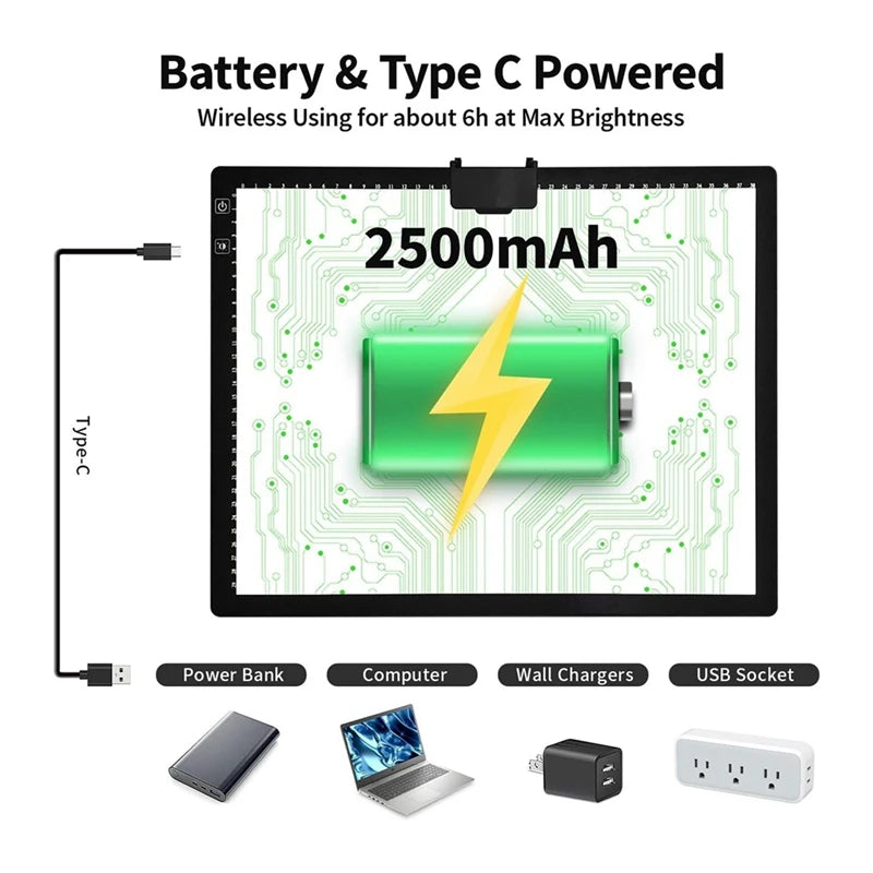 Rechargeable A3 Light Pad: Dimmable Diamond Painting Box