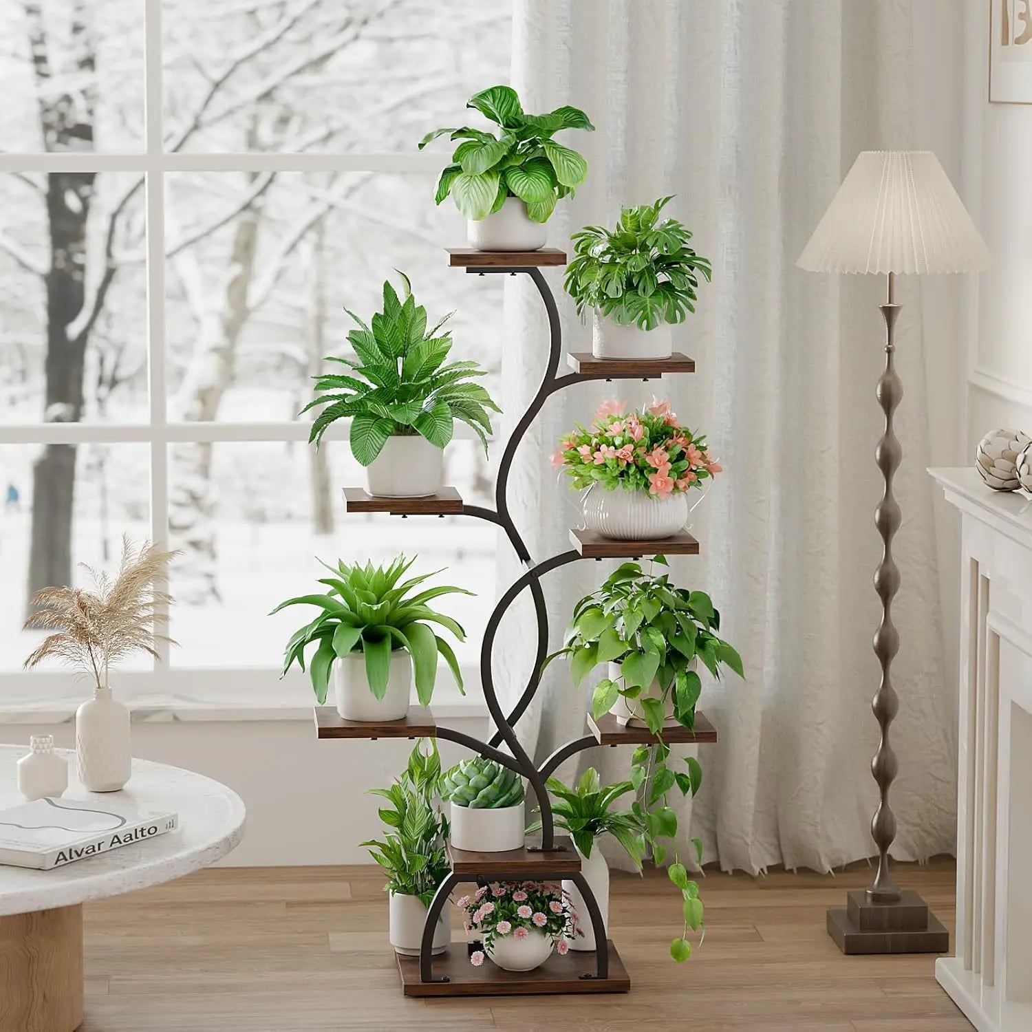 Indoor Plant Stand 8-Tier with Grow Light, 49-Inch Tall