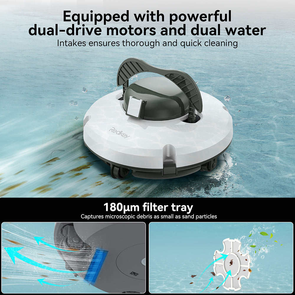 Redkey S100 Cordless Pool Cleaner - 130 Min Runtime, Self-Parking