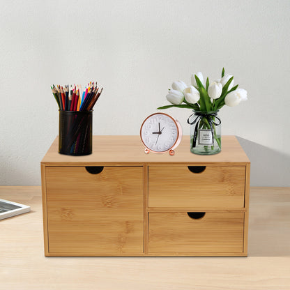 Bamboo Desk Organizer with Drawers - No Assembly Needed