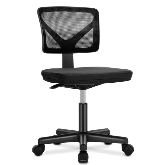 Mesh Lumbar Support Armless Office Chair - Adjustable & Swivel