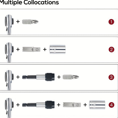 VMAN Right-Angle Ratchet: 72-Tooth Compact Screwdriver Set