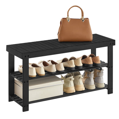 Bamboo Shoe Rack Bench - 3-Tier Organizer, Holds 286 lb