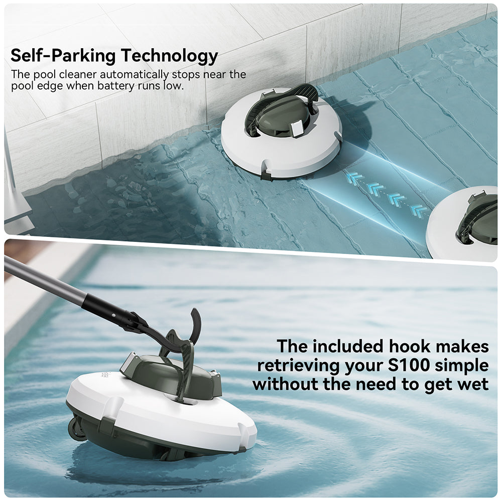 Redkey S100 Cordless Pool Cleaner - 130 Min Runtime, Self-Parking