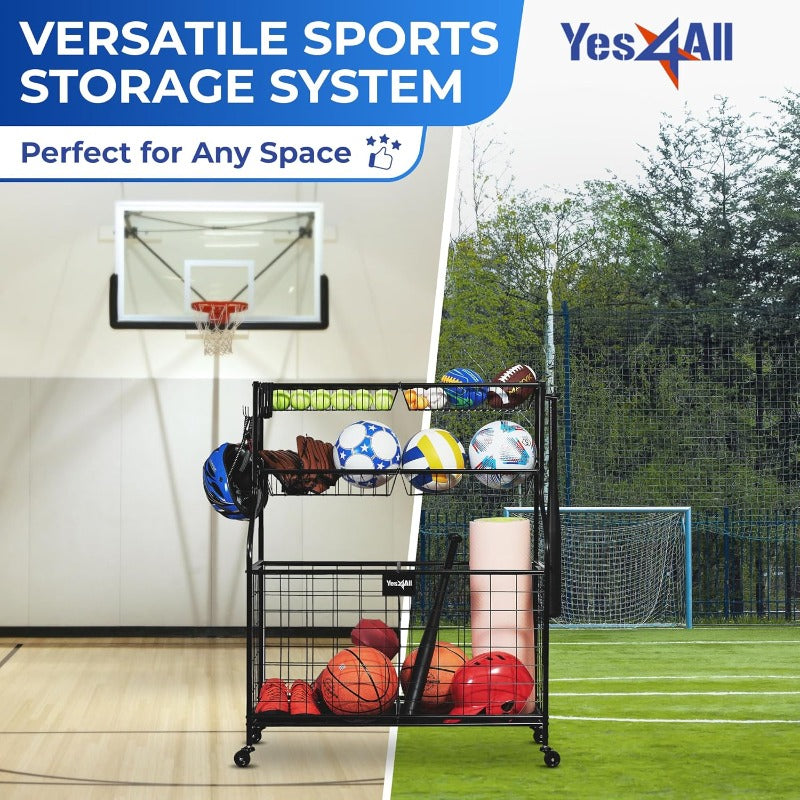 Sports Equipment Organizer - Steel Ball Storage Cart