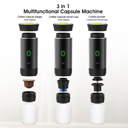 USB Portable Espresso Machine - 3-in-1 Capsule & Ground Coffee