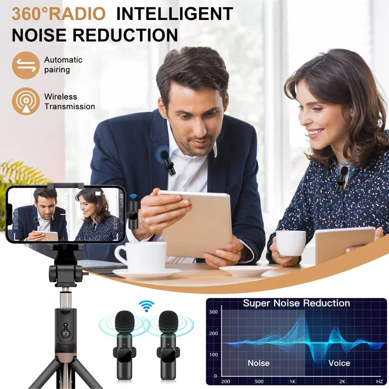 Wireless Lavalier Mic for iPhone/Android - Noise Reduction