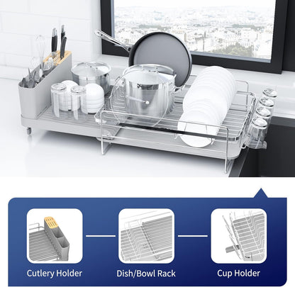 Extendable Dish Drying Rack - Anti-Rust, Multifunctional Design