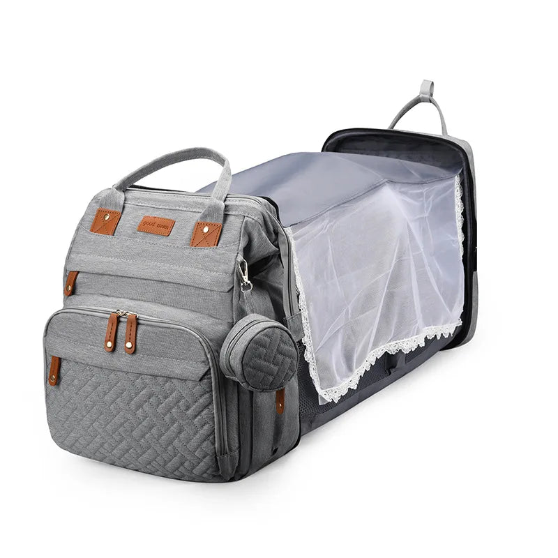 Mommy Bag: USB Charging, Mosquito Net Crib, Multifunctional