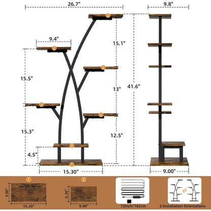 Indoor Plant Stand with Lights - 7 Tier Metal Shelf, Corner Use