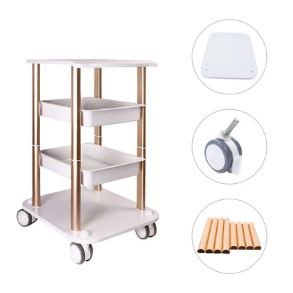 Beauty Trolley Cart 360° Mobile Salon Spa Storage Tray