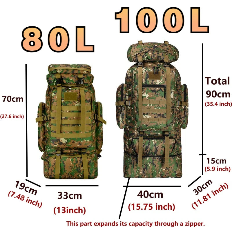 100L Tactical Hiking Backpack - Durable Outdoor Gear