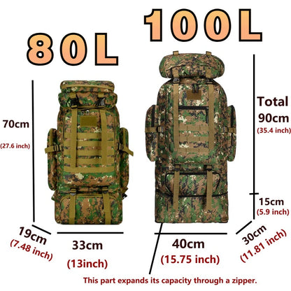 100L Tactical Hiking Backpack - Durable Outdoor Gear