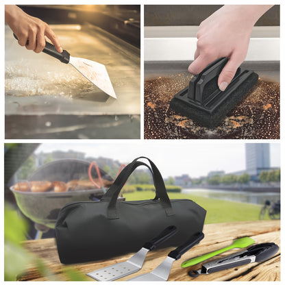 Stainless Steel Grill Tool Set - 15-Piece for Blackstone & Camping