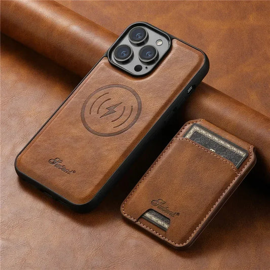 Magsafe Magnetic Phone Case with Detachable Wallet Leather Case for iPhone 12 13 14 15 16 Pro Max Plus