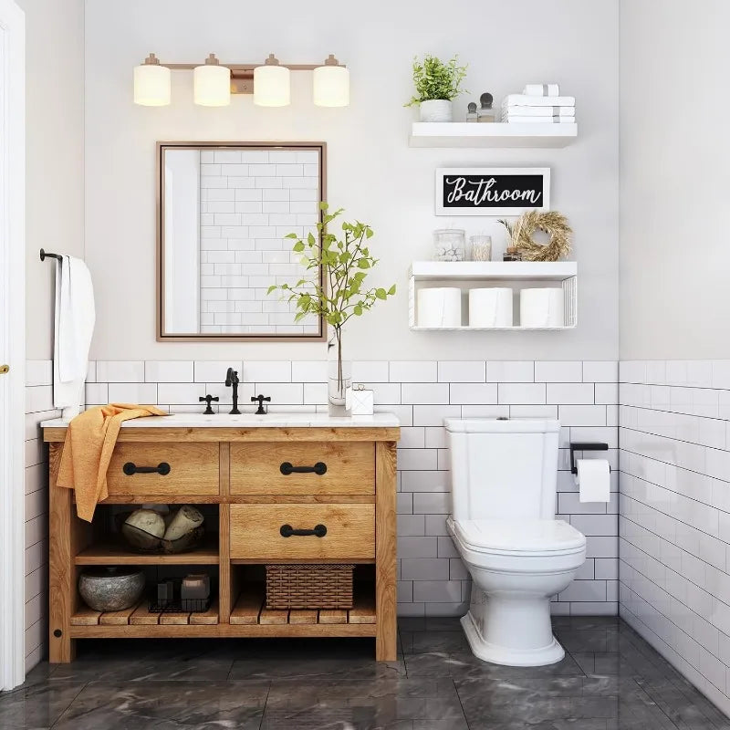 Bathroom Shelves Over Toilet - Farmhouse Décor Set