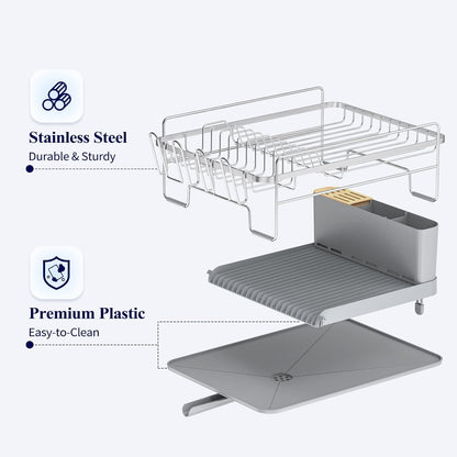 Extendable Dish Drying Rack - Anti-Rust, Multifunctional Design