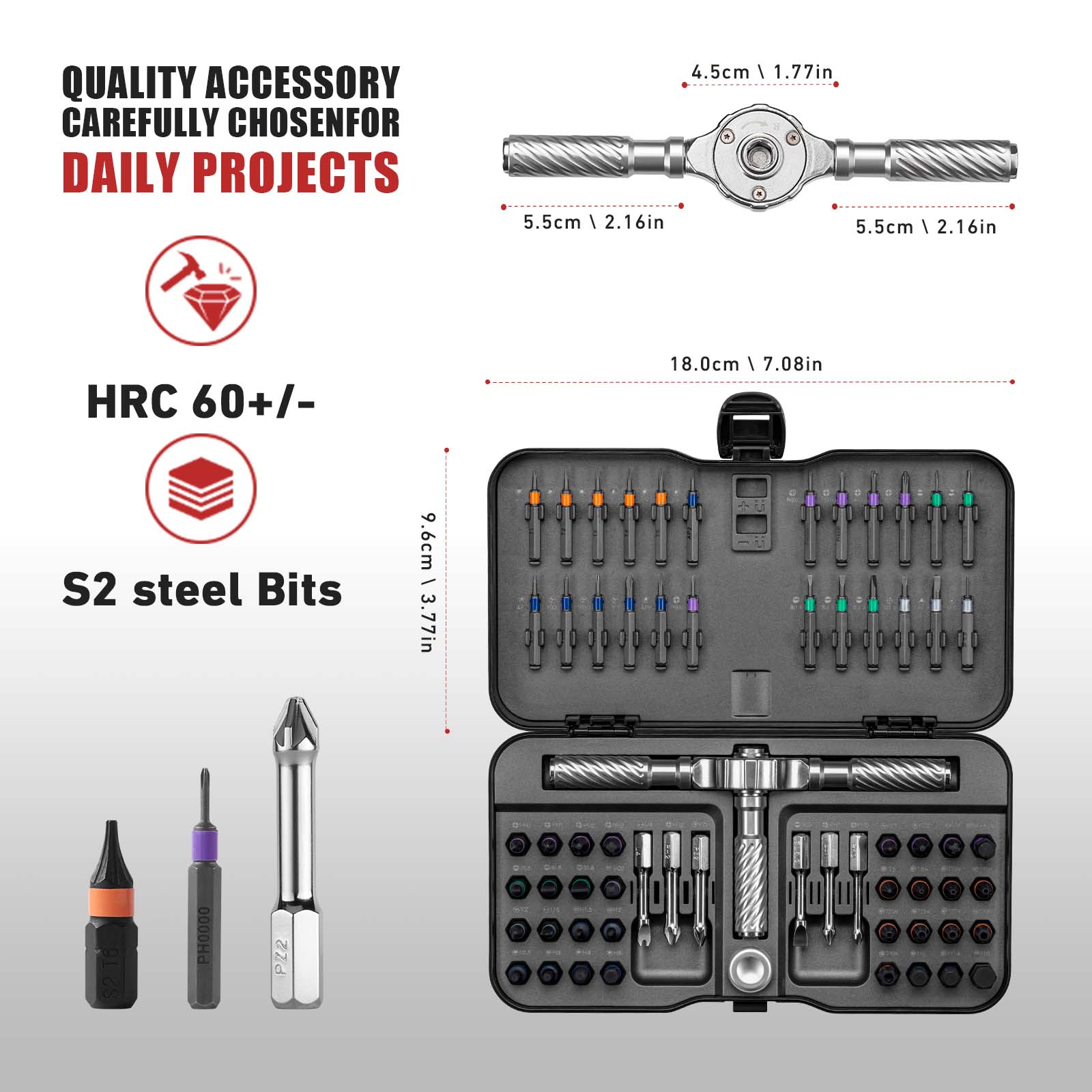 VMAN 66in1 Ratchet Screwdriver Set - Magnetic & Ergonomic
