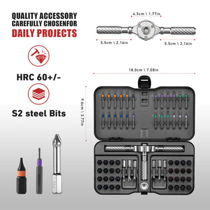 VMAN 66in1 Ratchet Screwdriver Set - Magnetic & Ergonomic