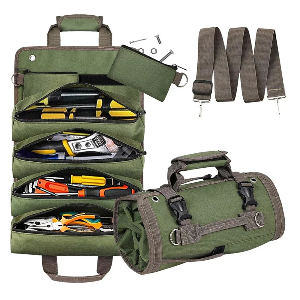 Portable Heavy-Duty Tool Bag with Detachable Pouch