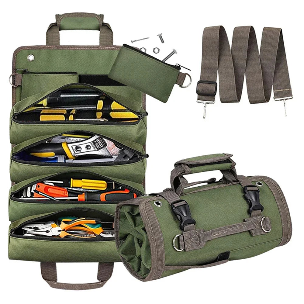 Portable Heavy-Duty Tool Bag with Detachable Pouch