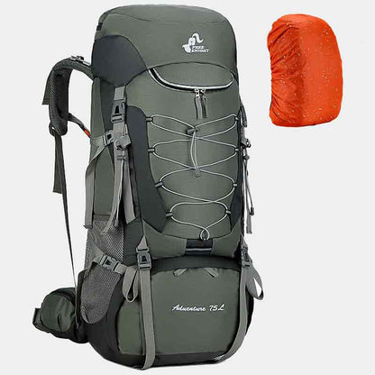 75L Camping Backpack with Rain Cover & Hydration Outlet