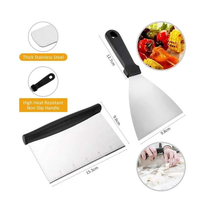 Stainless Steel Grill Tool Set - 15-Piece for Blackstone & Camping