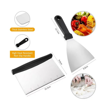 Stainless Steel Grill Tool Set - 15-Piece for Blackstone & Camping