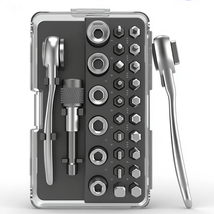 VMAN Right-Angle Ratchet: 72-Tooth Compact Screwdriver Set
