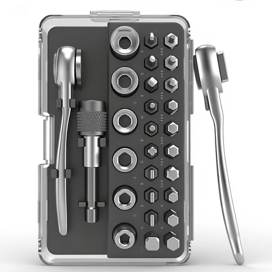 VMAN Right-Angle Ratchet: 72-Tooth Compact Screwdriver Set