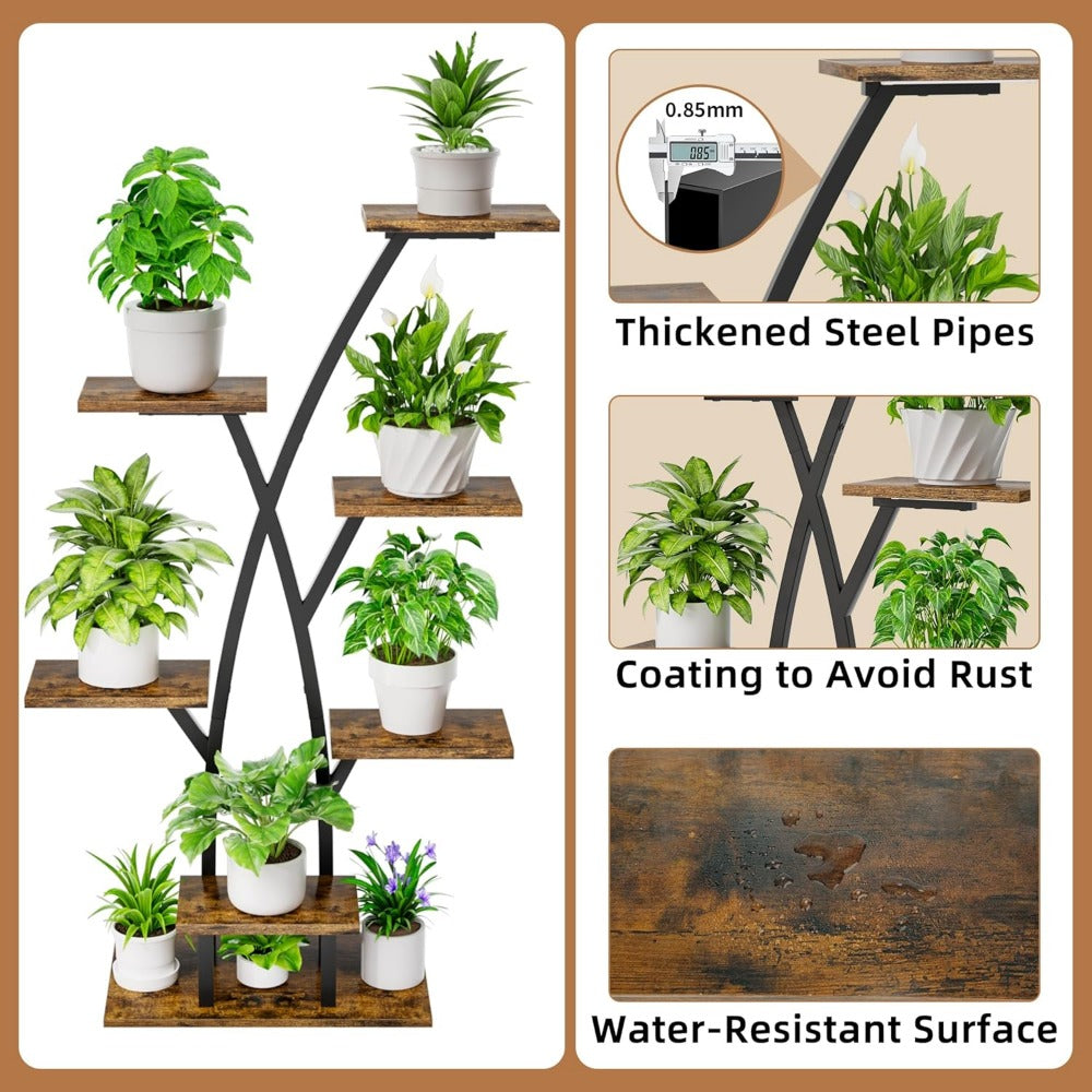 Indoor Plant Stand with Lights - 7 Tier Metal Shelf, Corner Use