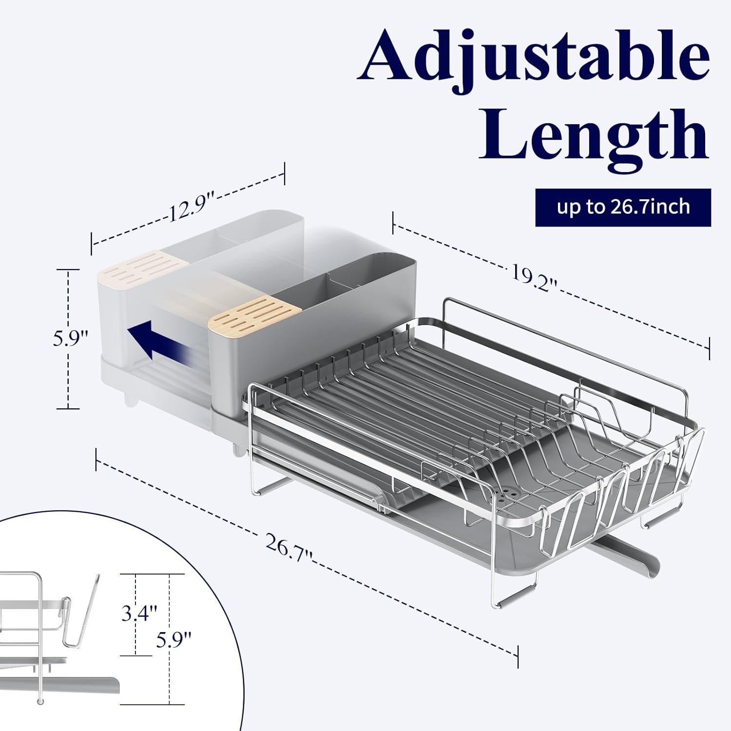 Extendable Dish Drying Rack - Anti-Rust, Multifunctional Design