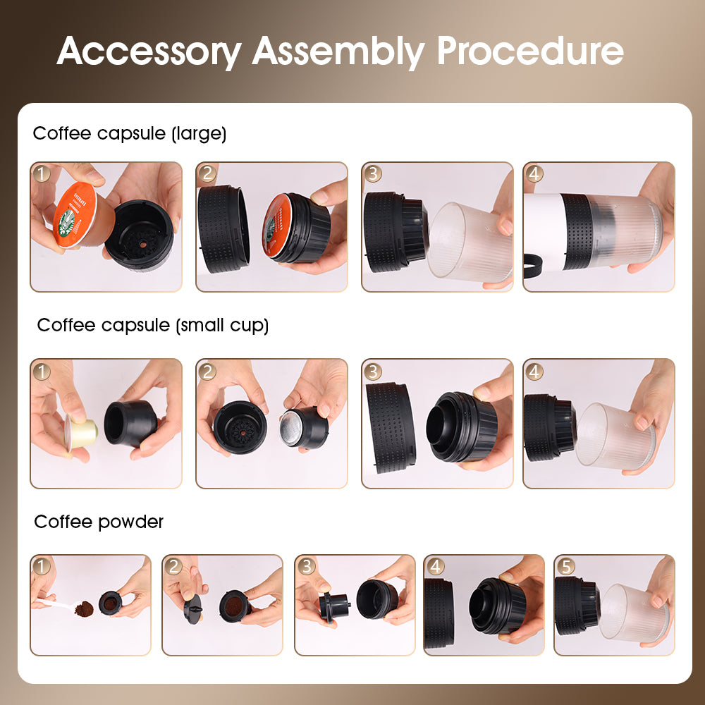 USB Portable Espresso Machine - 3-in-1 Capsule & Ground Coffee