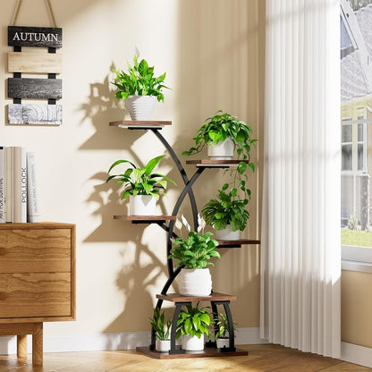 Indoor Plant Stand with Grow Lights - 6 Tier Metal Shelf