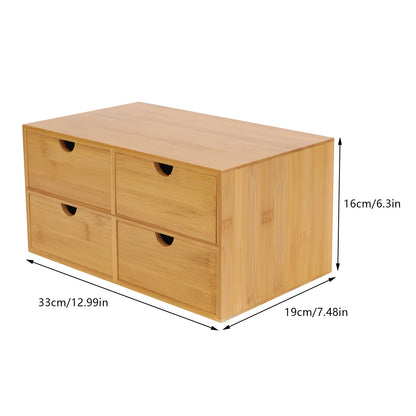 Bamboo Desk Organizer with Drawers - No Assembly Needed