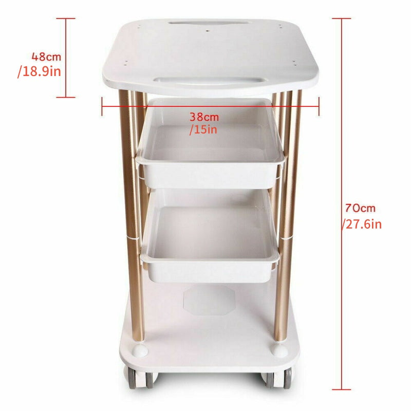 Beauty Trolley Cart 360° Mobile Salon Spa Storage Tray
