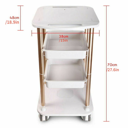 Beauty Trolley Cart 360° Mobile Salon Spa Storage Tray