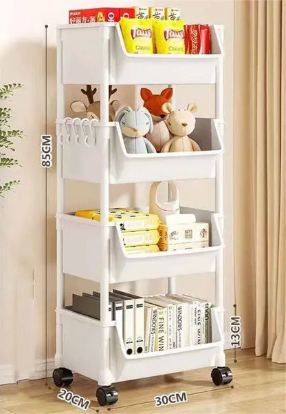 Narrow Slit Trolley Bookshelf - Corner Organizer for Bathroom Living Room